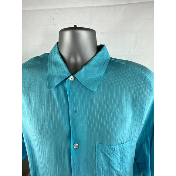 Men’s Michael Brandon 100% Bemberg Rayon Lightweight Button Up Shirt Size L Aqua - Picture 3 of 3